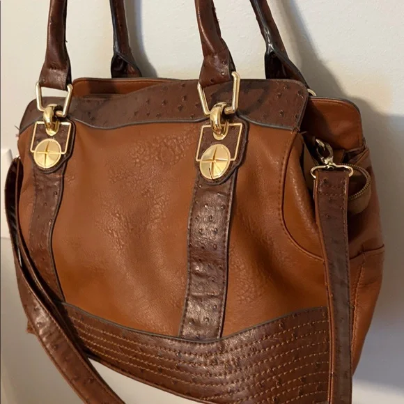 VTG Bueno Two-Tone Brown Leather Tote Bag - Picture 4 of 7